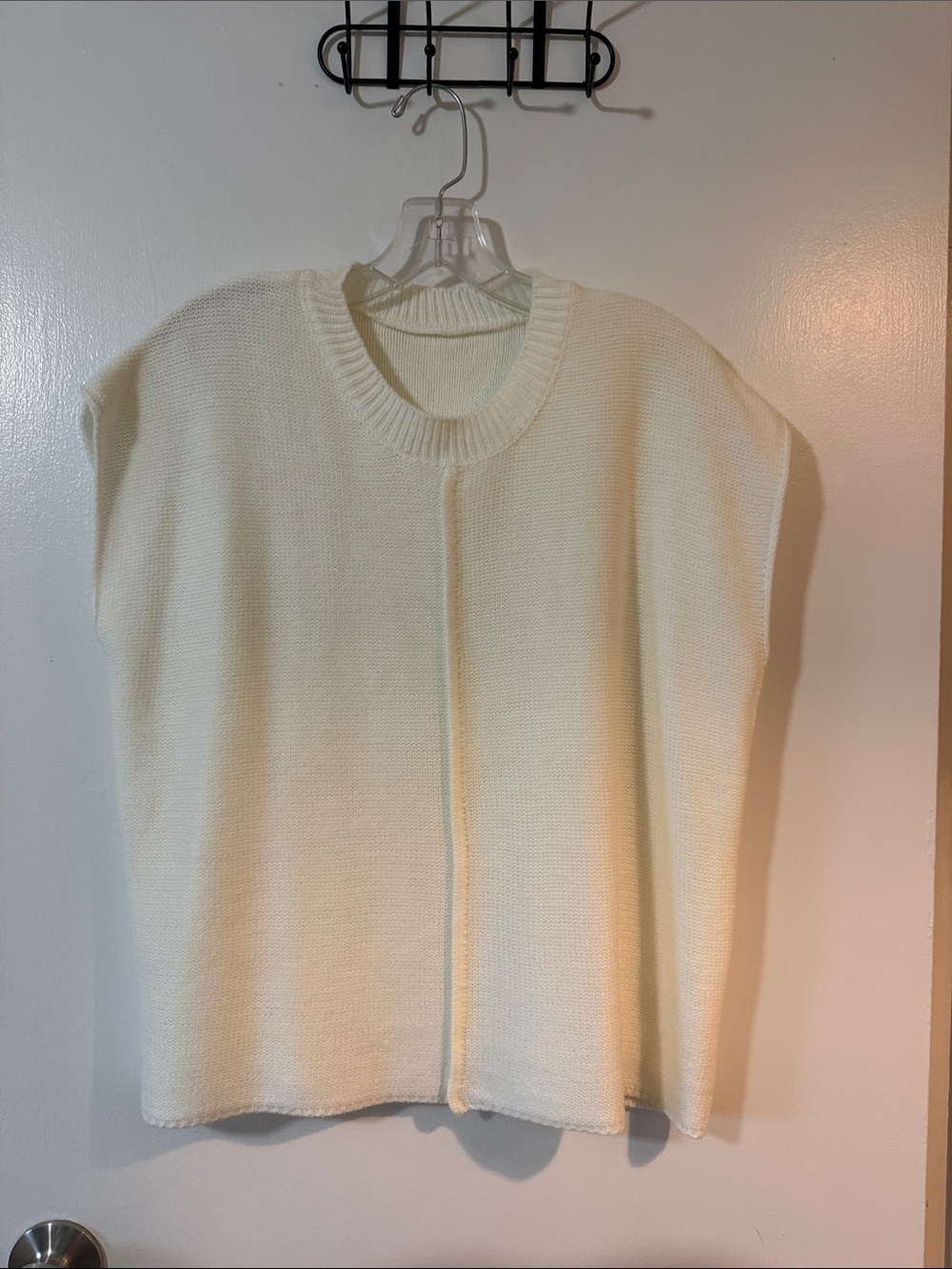 Cream Knit Cap-Sleeve Sweater Top